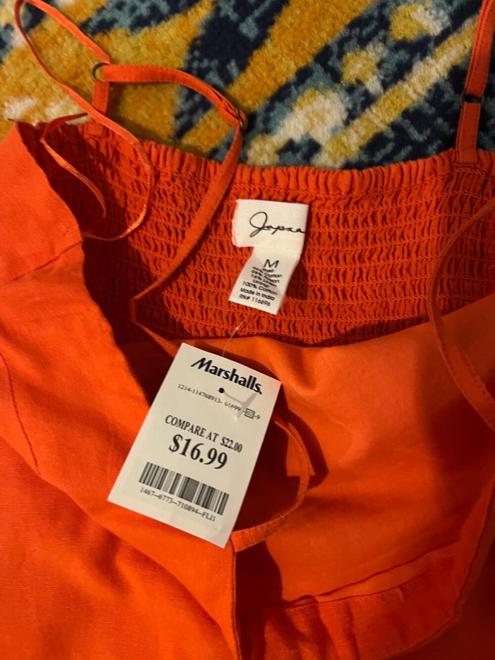 NWT Joppa Orange Smocked Back Mini Dress Size M - Picture 5 of 5